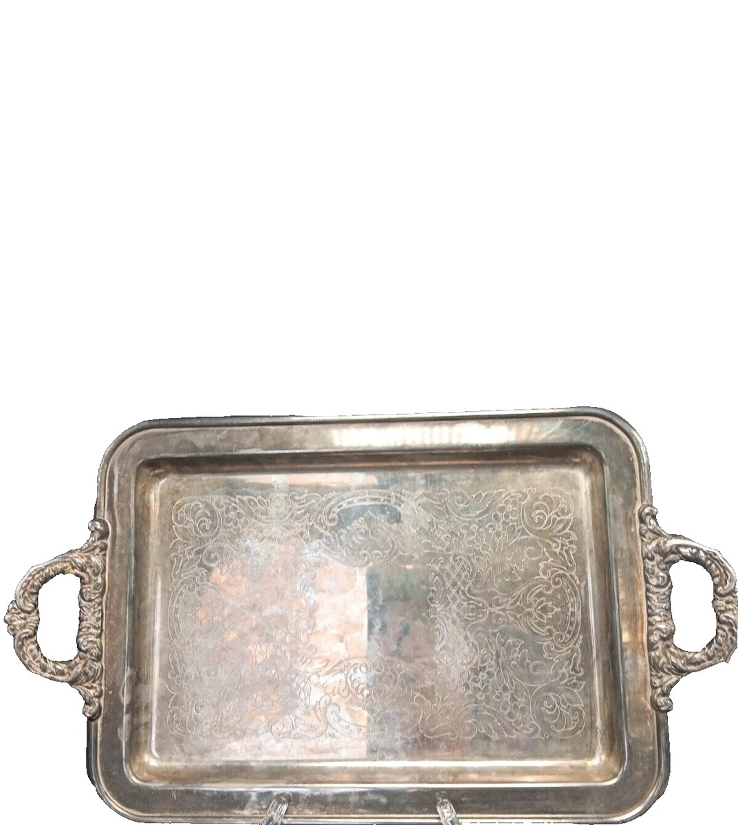Vintage  Serving Tray Footed with Handles engraved 17" x 10" Italy  | eBay | eBay US