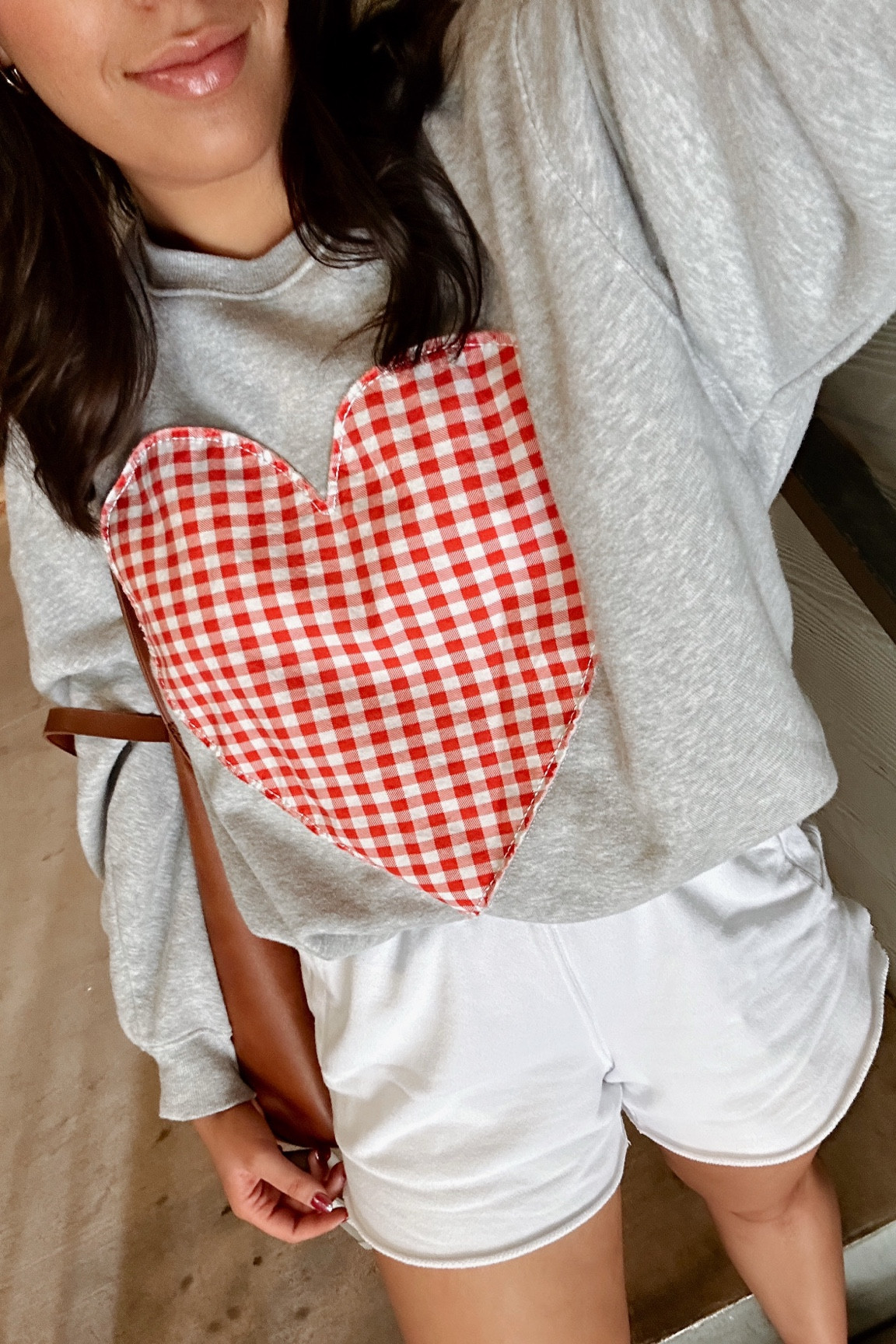 vday season!!! ♥️🤭

Loving this heart patch sweatshirt from Target — i went size large for the loose/oversized fit!

Shorts are Aerie from last year — there are a few large & up sizes left on clearance! I’m linking a new pair of sweat shorts from their new spring collection as well! Size is TTS