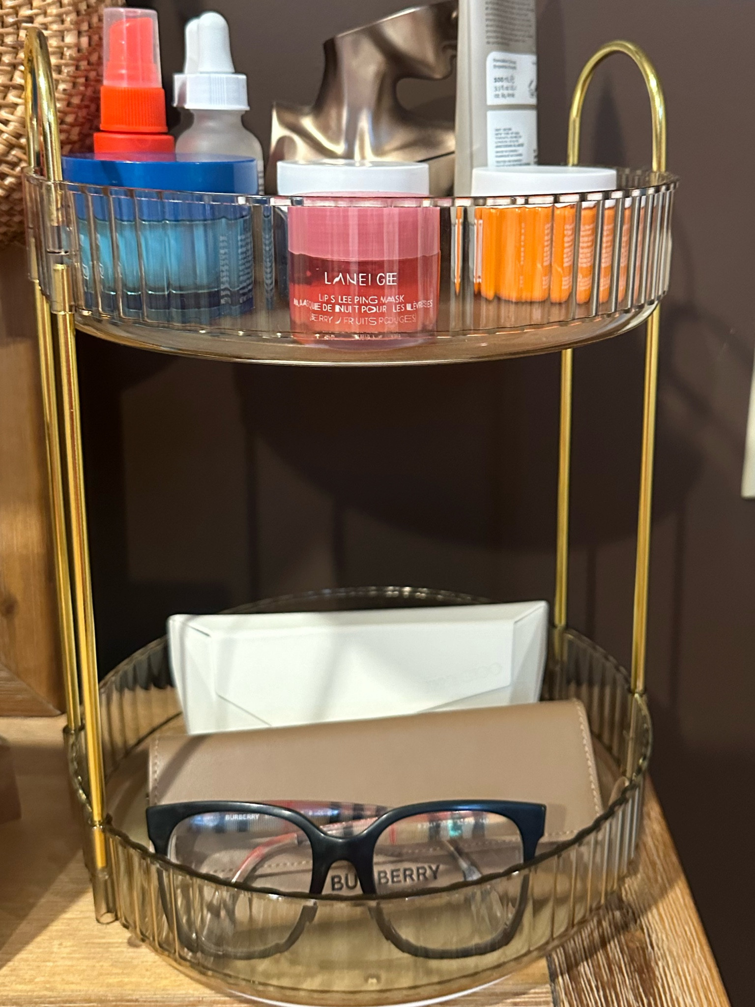 How cute is this two tier spinning shelf that hold my current skincare and eyewear? I’m obsessed!

#LTKHome #LTKBeauty #LTKFindsUnder100