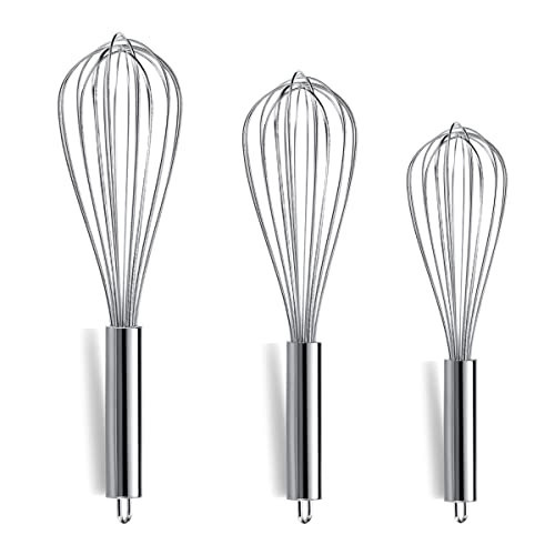 Berglander Whisk Set Pack of 3, Stainless Steel Whisks for Cooking 8",10",12", Wire Ballon Wisk (Silver) | Amazon (US)