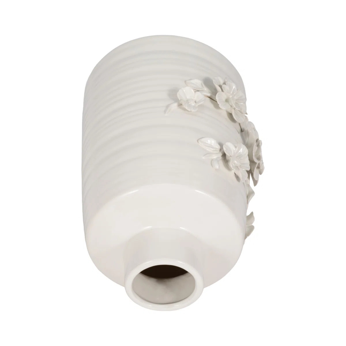 Adeline Stoneware Ceramic Vase Raised Floral Detailing 11.25" White Boho Glam Home Office Bedroom... | Wayfair North America