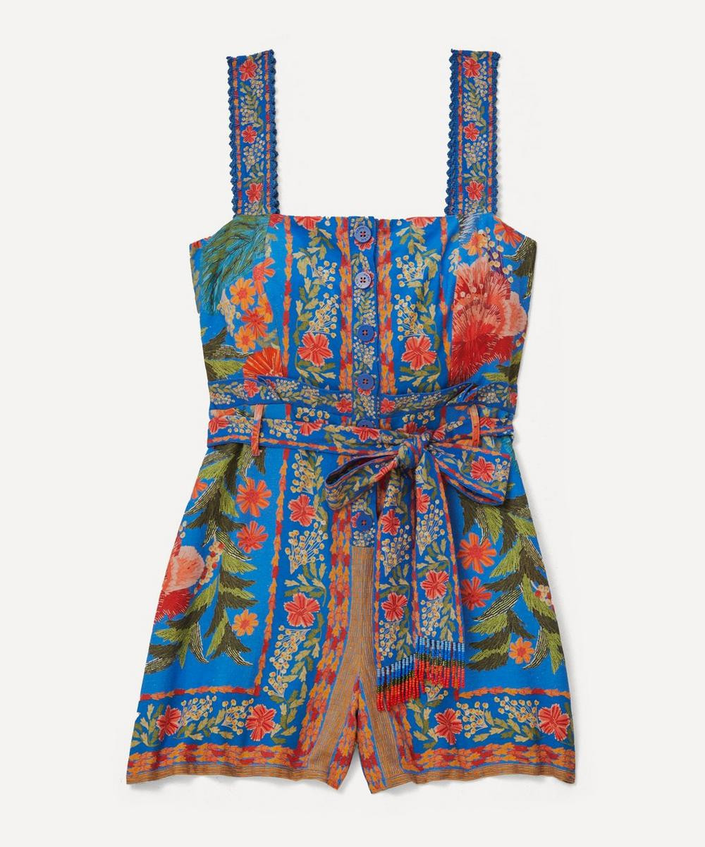 FARM Rio Women's Stitched Garden Blue Romper XS | Liberty London (US)