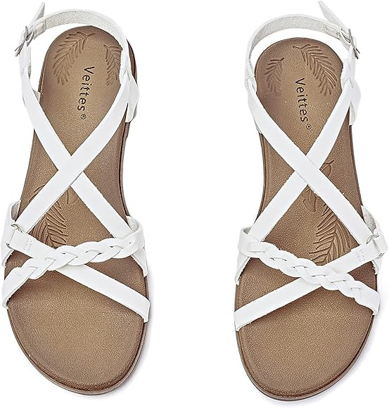 Veittes Women's Flat Sandals - Comfortable Casual Elastic Strappy Summer Shoes. | Amazon (CA)