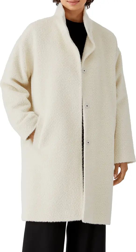 Eileen Fisher Stand Wool Blend Collar Coat | Nordstrom | Nordstrom