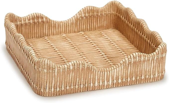 Two's Company Scalloped Edge Basket Weave Pattern Napkin Holder - Resin | Amazon (US)