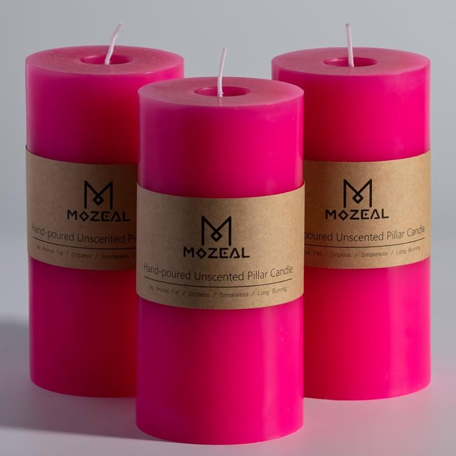 MOZEAL 3" x 6" Hand-Poured Unscented Candle, Dripless Pillar Candle Set of 3, Long Lasting Burnin... | Amazon (US)