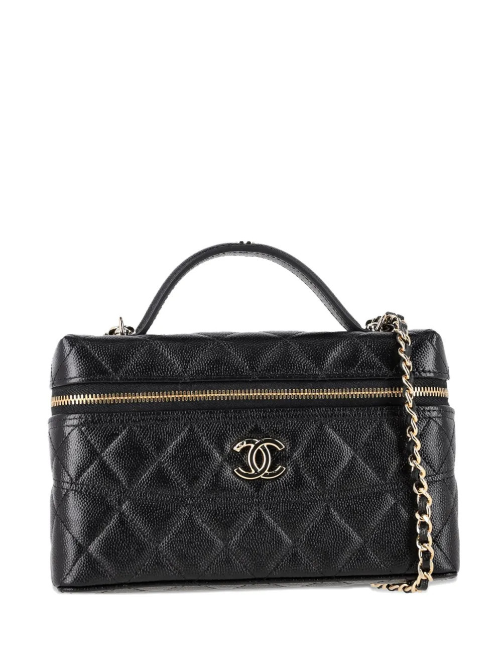 CHANEL Pre-Owned quilted handle vanity bag - Black | Farfetch Global