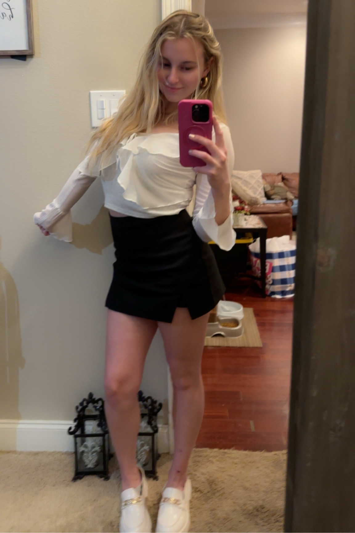 My most recent Christmas fit! Skirt is from Up and Down, blouse layered on top is from H&M! I could not find the exact ones on here so I liked similar below!

#LTKFamily #LTKFindsUnder50 #LTKSeasonal