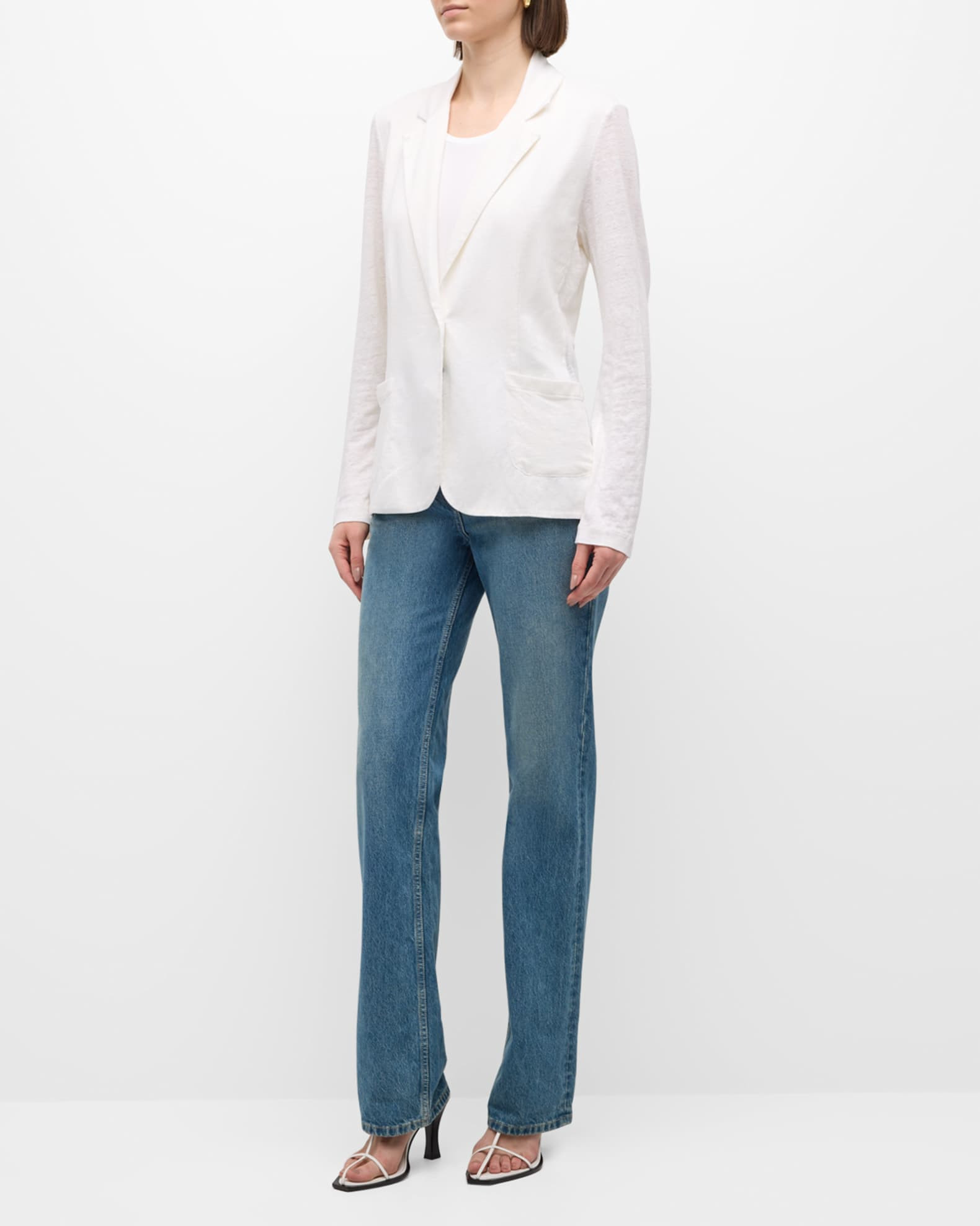 Stretch Linen One-Button Blazer | Neiman Marcus