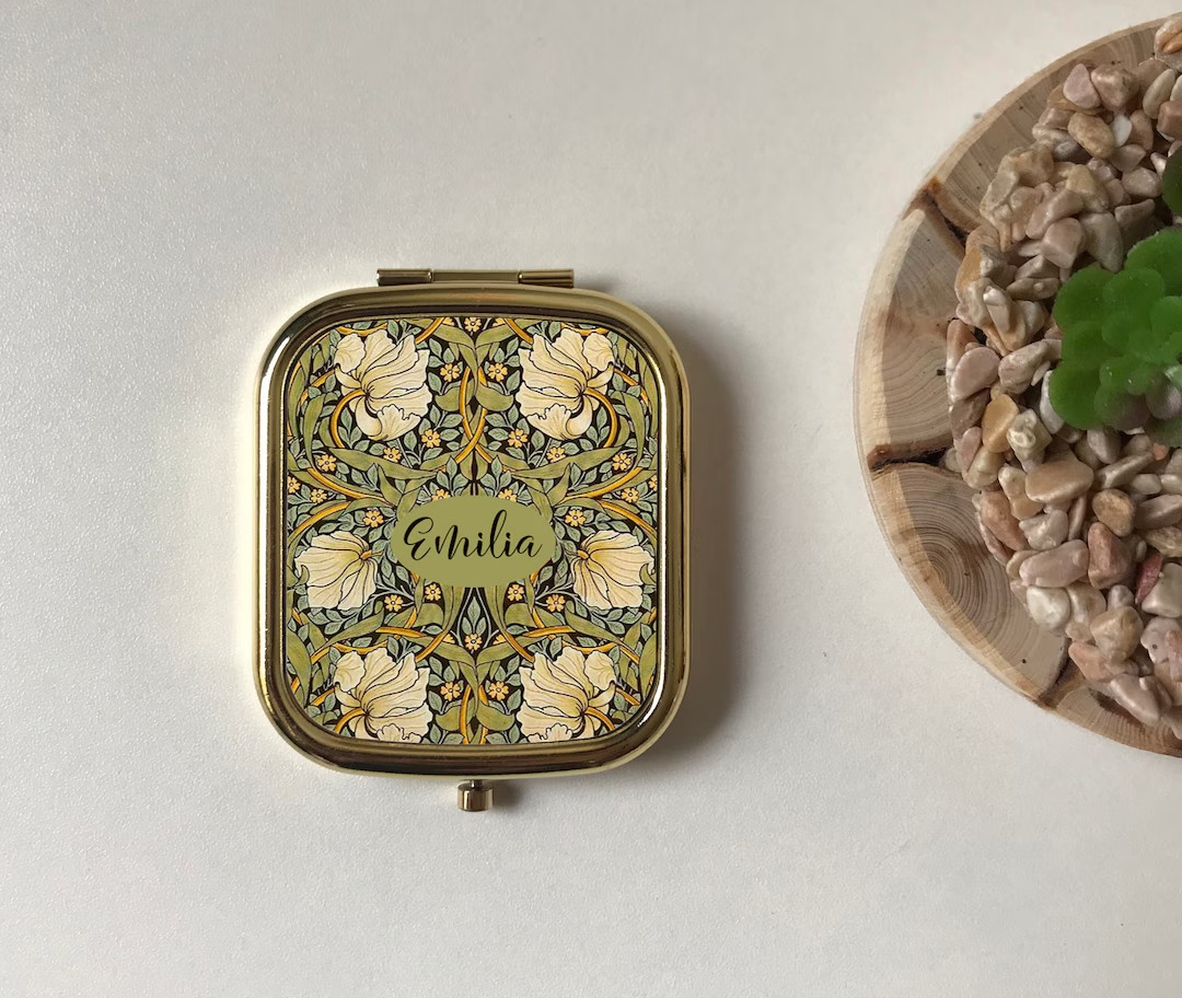 Pimpernel Personalised Compact Mirror,william Morris Pocket Mirror,wedding Keepsake,rose Gold & S... | Etsy (US)