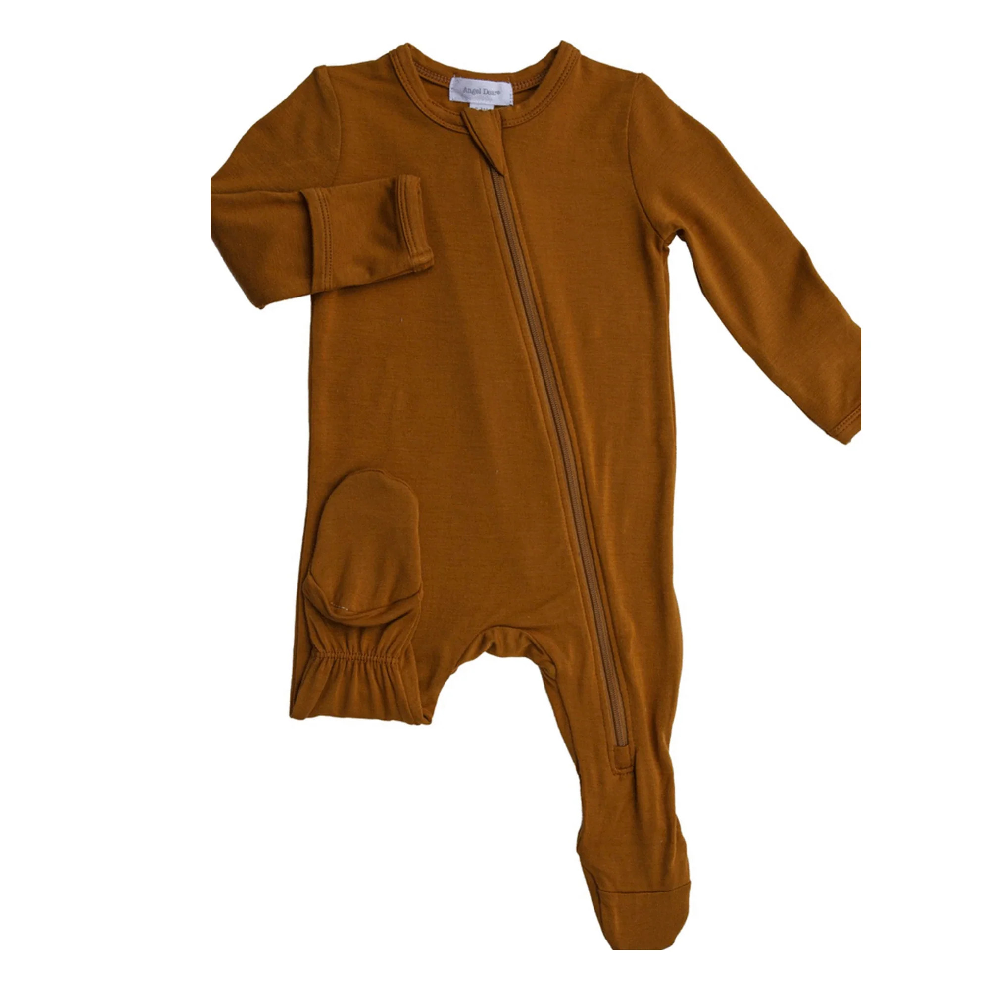 Zip Footie, Brown | SpearmintLOVE
