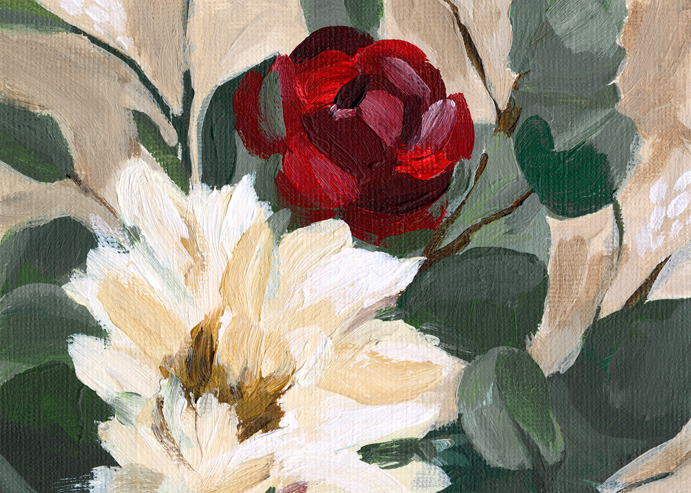 Crimson and Cream Blooms Print | Desenio