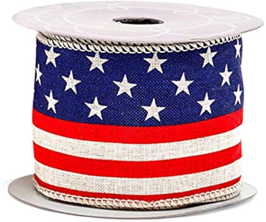 Red White Blue Patriotic Ribbon - 2 1/2" x 10 Yards, American Flag Ribbon for Wreaths, 4th of Jul... | Amazon (US)