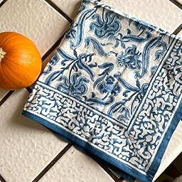 ATOSII 'Queen Green' 100% Cotton Fabric, Fall Cloth Dinner Napkins, 20 X 20 Inches, Boho Handblock P | Amazon (US)