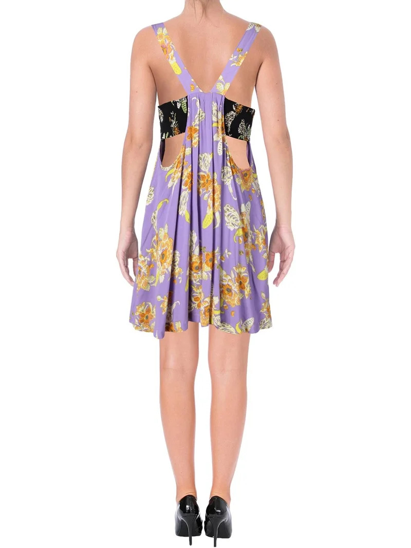 FREE PEOPLE $128 Womens New 1544 Purple Floral Mini Fit + Flare Dress M B+B - Walmart.com | Walmart (US)