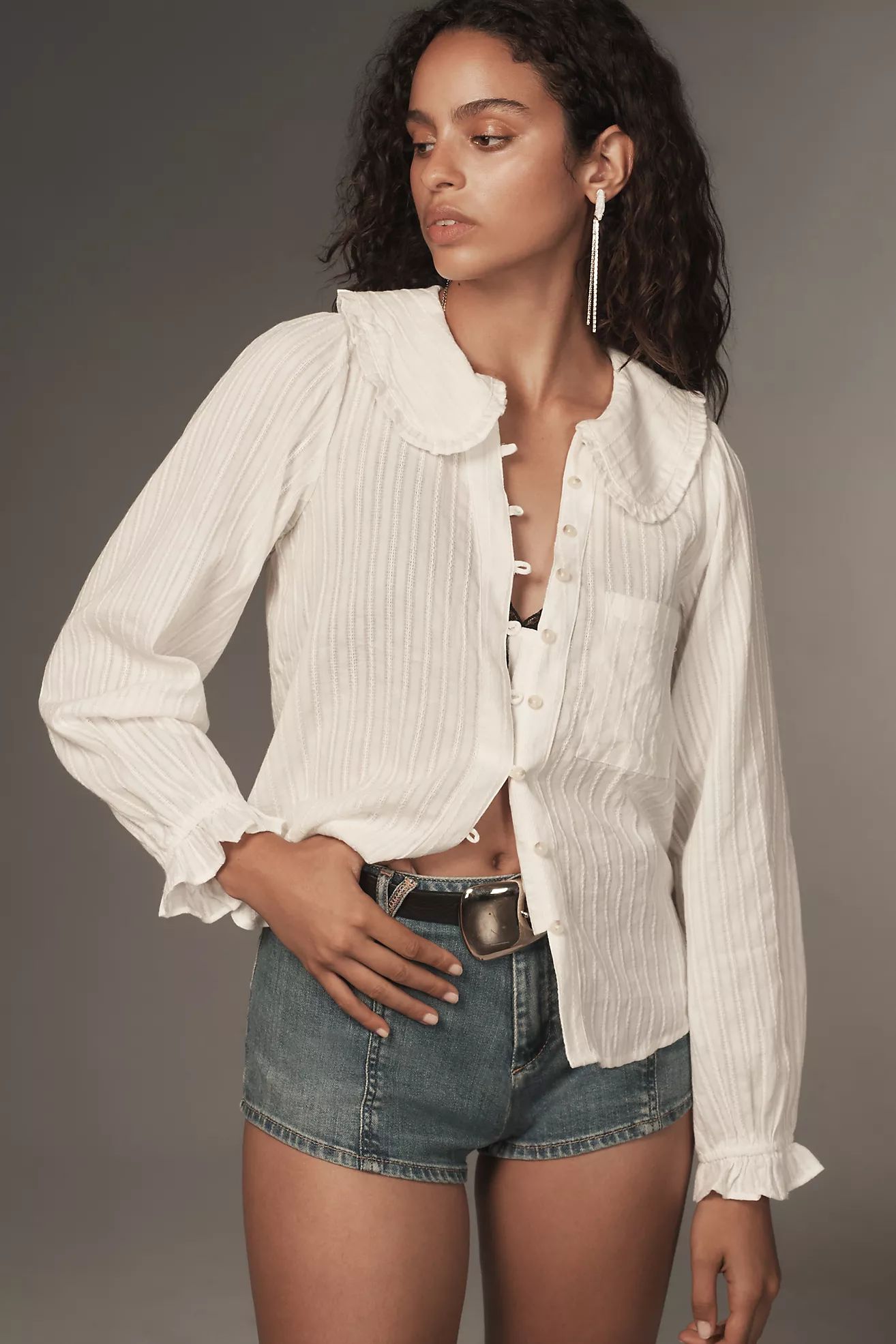 The Keira Collared Button-Front Blouse by Pilcro: Long-Sleeve Edition | Anthropologie (US)