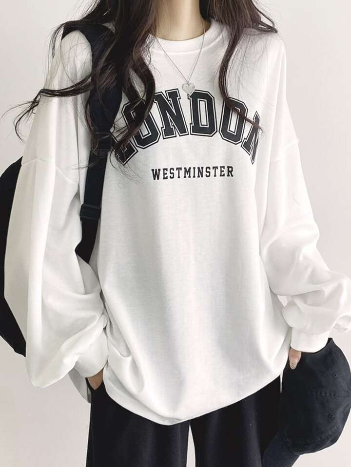 DAZY Letter Graphic Drop Shoulder Oversized Tee | SHEIN