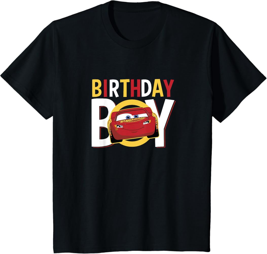 Kids Disney Pixar Cars Birthday Boy Lightning McQueen Youth T-Shirt | Amazon (US)