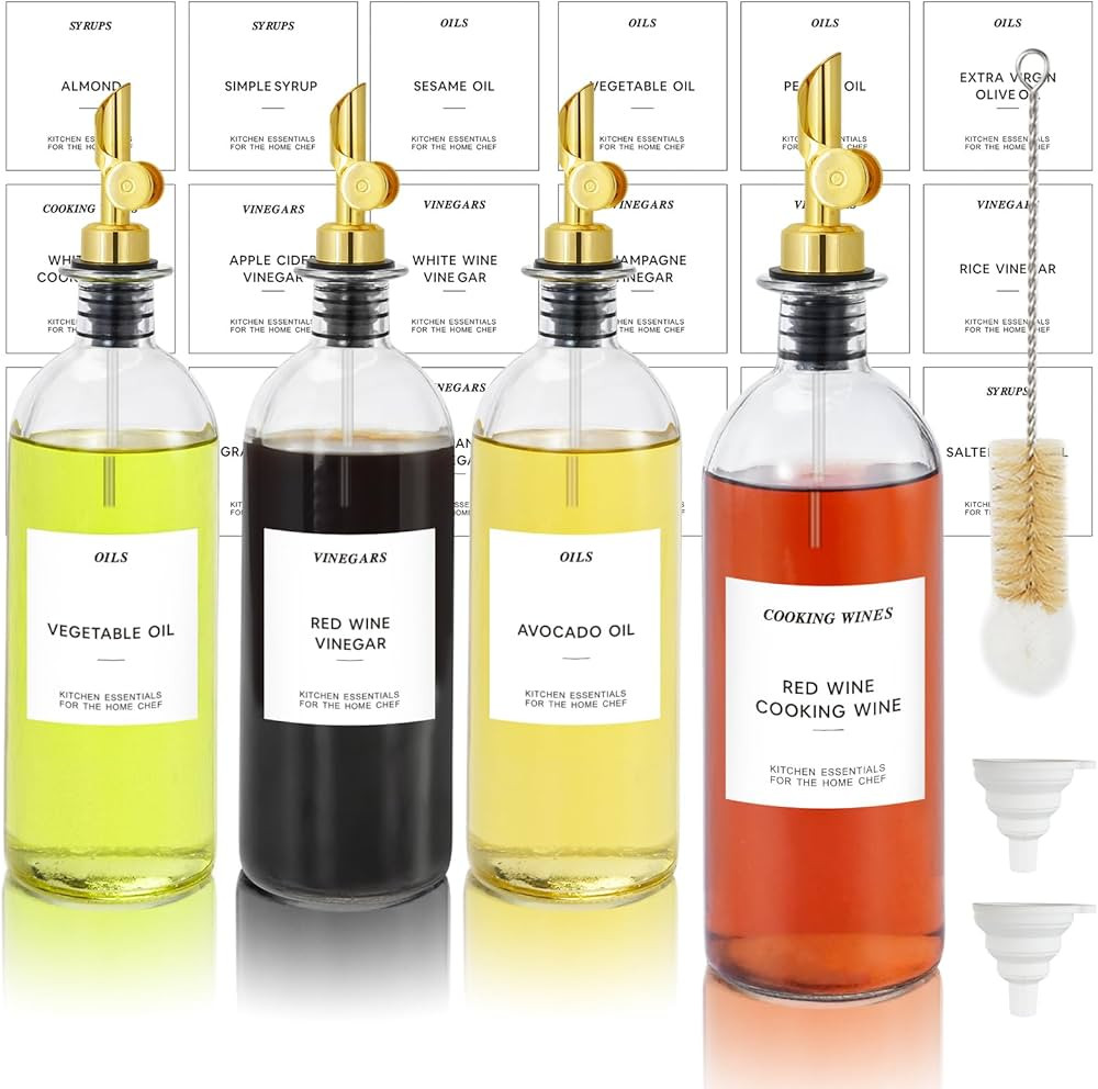 Olive Oil Dispenser Bottle for Kitchen, 16.9 oz/ 500 ml Cooking Oil Dispenser, Oil and Vinegar Di... | Amazon (US)