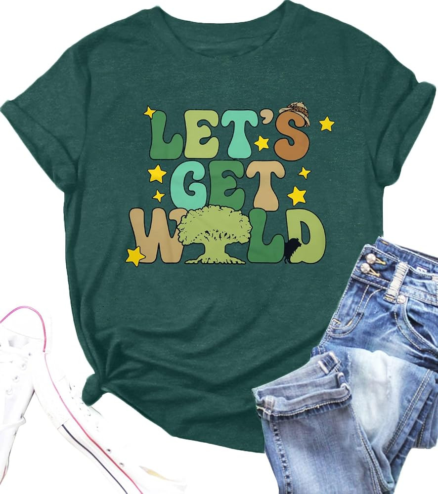 Women Animal Kingdom Shirt: Lets Get Wild Shirts Family Adventure Travel Shirts Graphic Tees Casu... | Amazon (US)