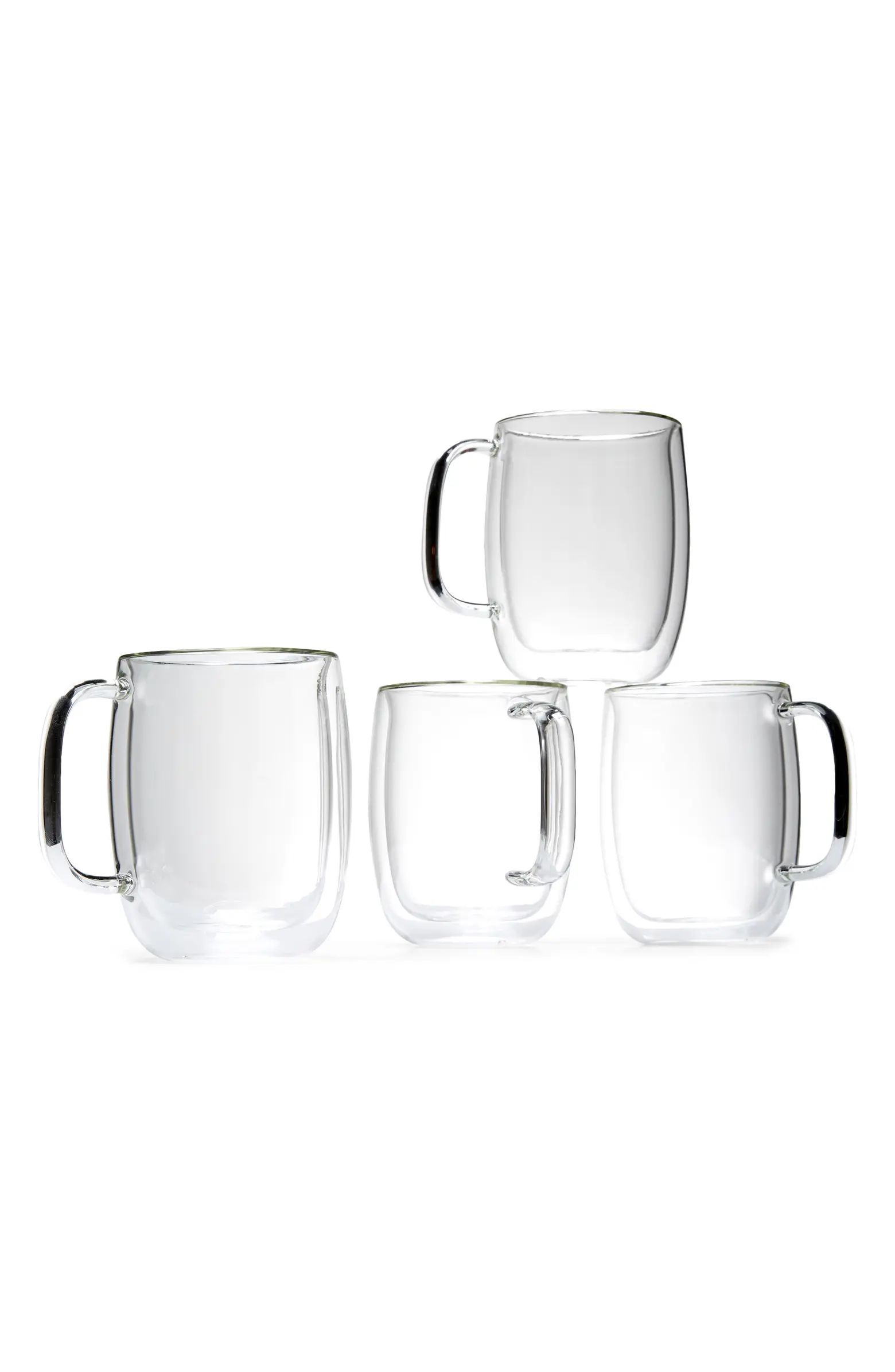 ZWILLING Sorrento Plus Set of 4 Double Wall Glass Mugs | Nordstrom | Nordstrom