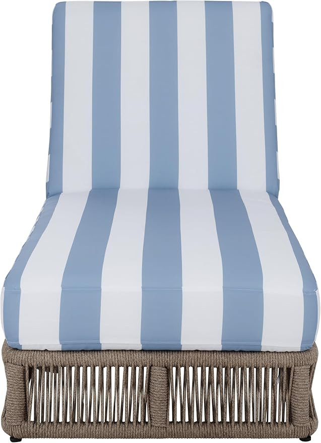 SAFAVIEH Outdoor Patio Furniture Collection - Gillian Heather Tan Rope Daybed, Baby Blue Stripe C... | Amazon (US)