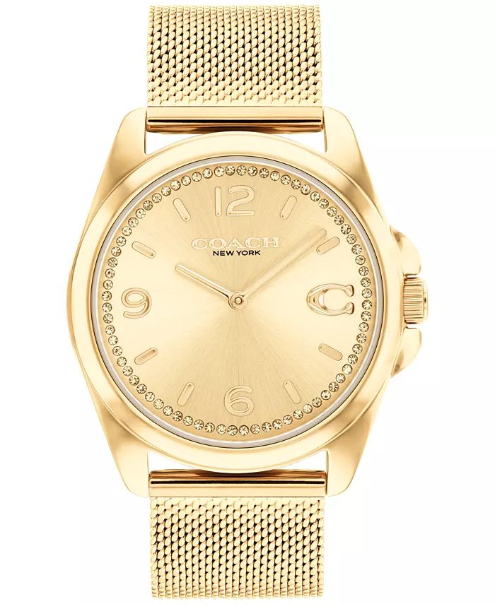 COACH Women's Greyson Quartz Gold-Tone Stainless Steel Mesh Bracelet Watch 36mm - Macy's | Macy's