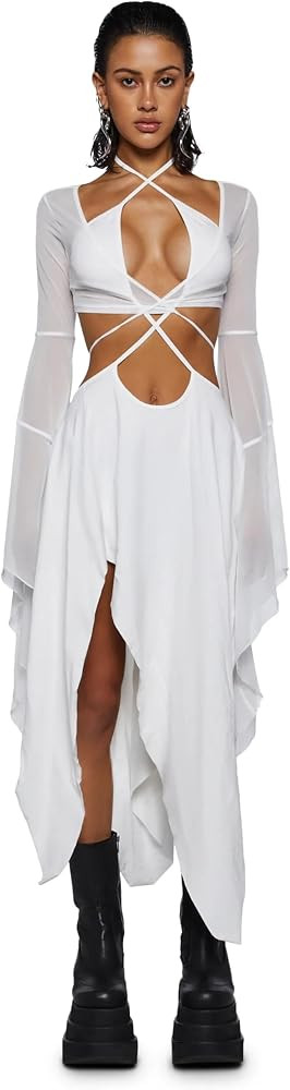 Dolls Kill Echo Asymmetrical Mesh Wrap Dress by Darker WAVS | Amazon (US)