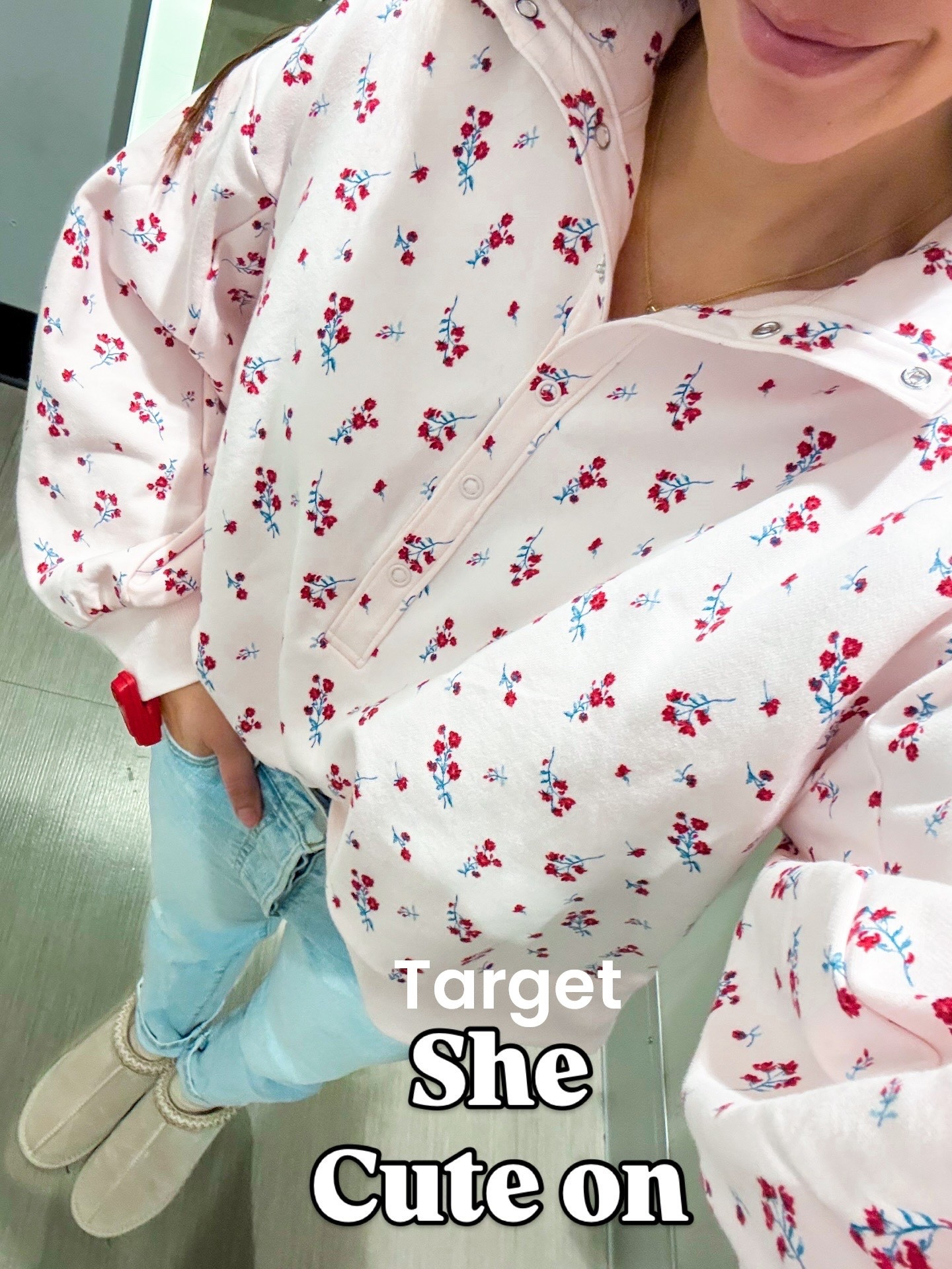 Target new arrival floral pullover 
Size XS 
Denim tts 
Shoes tts 

#LTKSaleAlert #LTKFindsUnder100 #LTKFindsUnder50