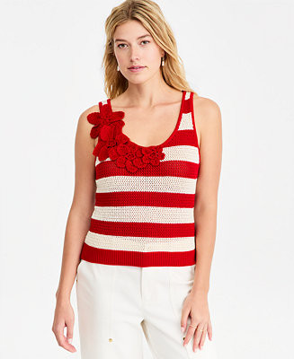 Women's Floral Crochet Striped Tank | Macy's