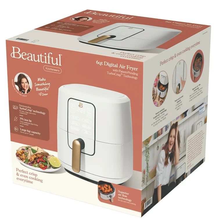 Beautiful 6 Qt Air Fryer with TurboCrisp Technology and Touch-Activated Display, White Icing by D... | Walmart (US)