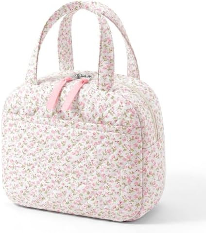 WOBAGMEN Quilted Lunch Box for Women,Coquette Aesthetic Lunch Box for Teen Girls,Cute Floral Lunc... | Amazon (US)