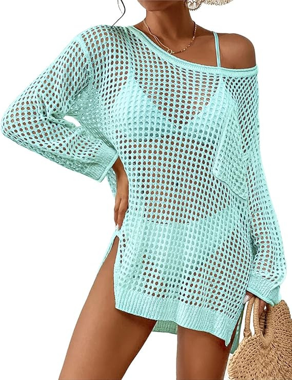 Bsubseach Swimsuit Cover Up for Women Sexy Crochet Tops Knitted Beach Outfits | Amazon (US)