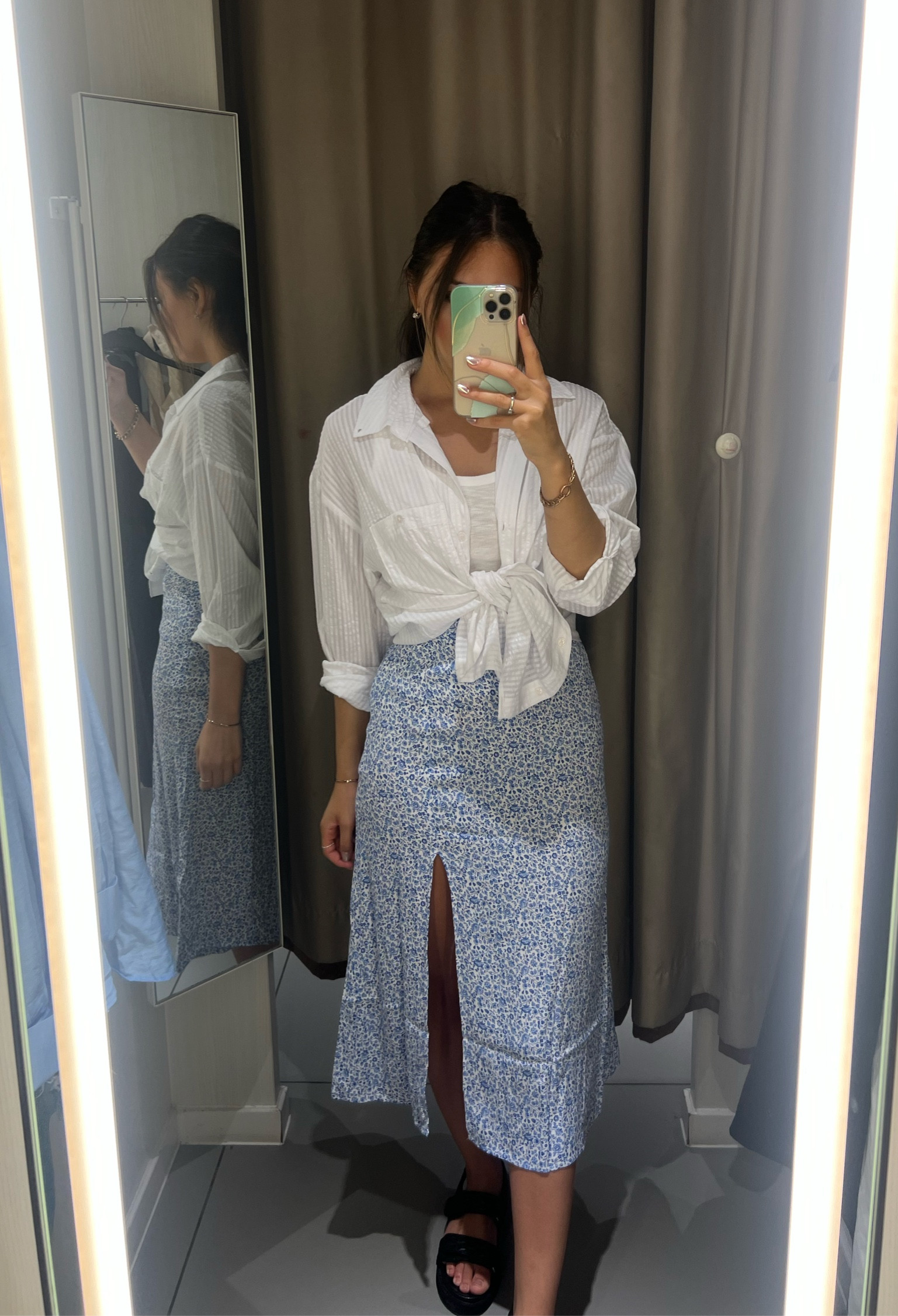 The perfect summer outfit for a casual summer trip out or a walk through a European town! Can be dressed up or down! From white trainers to heels ! 

#hmfinds #hmhaul #satindress #satinblackdress #blacksatindress #casualdress #summerdress #ltkfind #trending #satinblouse #bluetop #blueblouse #blouse #blueskirt #floralskirt #maxiskirt 
#vacayoutfit #vacationoutfit #whiteblouse #LTKunder50

#LTKstyletip #LTKtravel #LTKfit