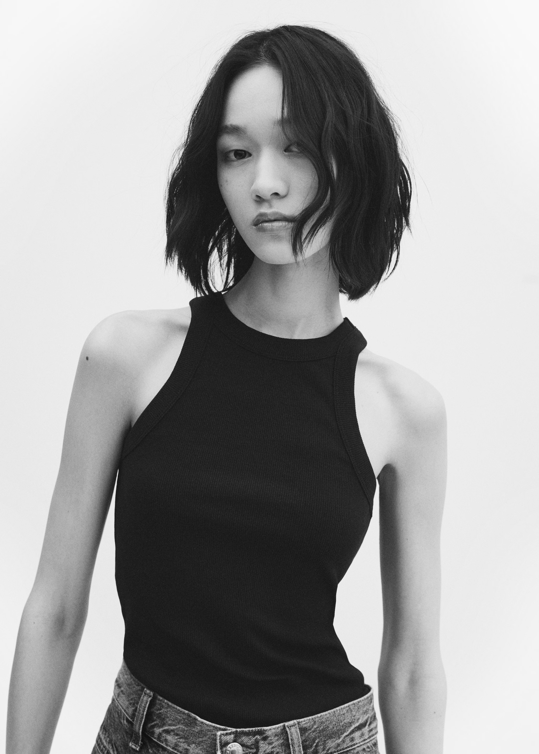 Ribbed cotton-blend top | MANGO (US)