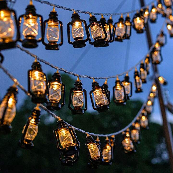 1pc Retro Kerosene Lamp Style Led String Light, 1.5m/3m/6m With 10/20/40 Leds, Ideal For Indoor &... | SHEIN