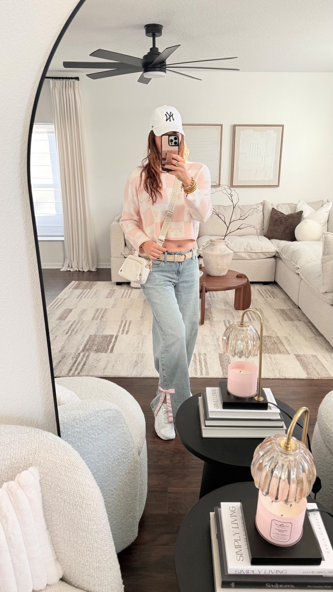 Bow oversize jeans 
Lululemon cross body 


#LTKmorningroutine #LTKdayinmylife #LTKFindsUnder50