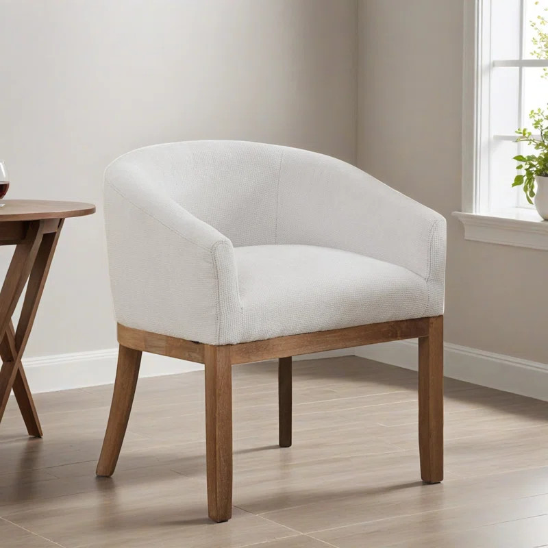 Upholstered Barrel Dining Chair with Arms, 19.32"W Accent Side Armchair for Living Room | Wayfair North America