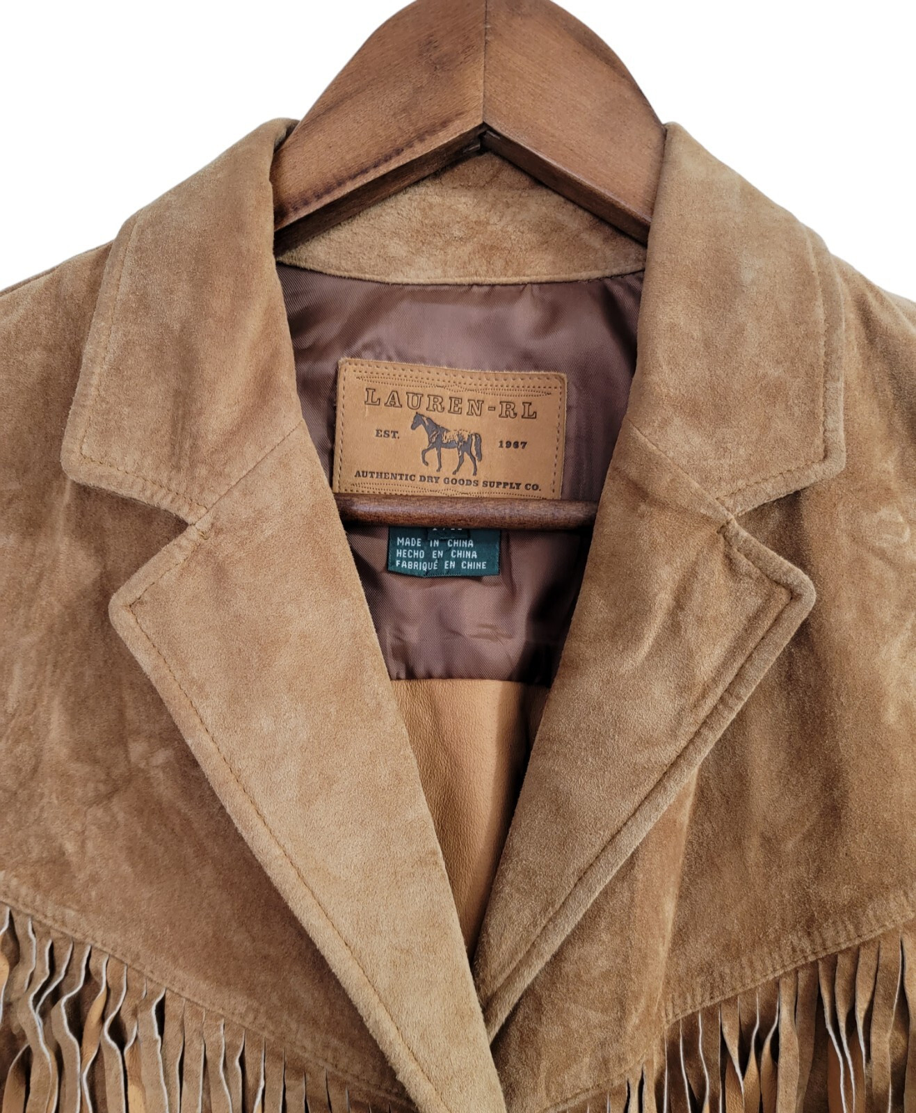 Vintage Ralph Lauren RL Brown Leather Fringe Western Riding Jacket, Size PM Med | eBay US