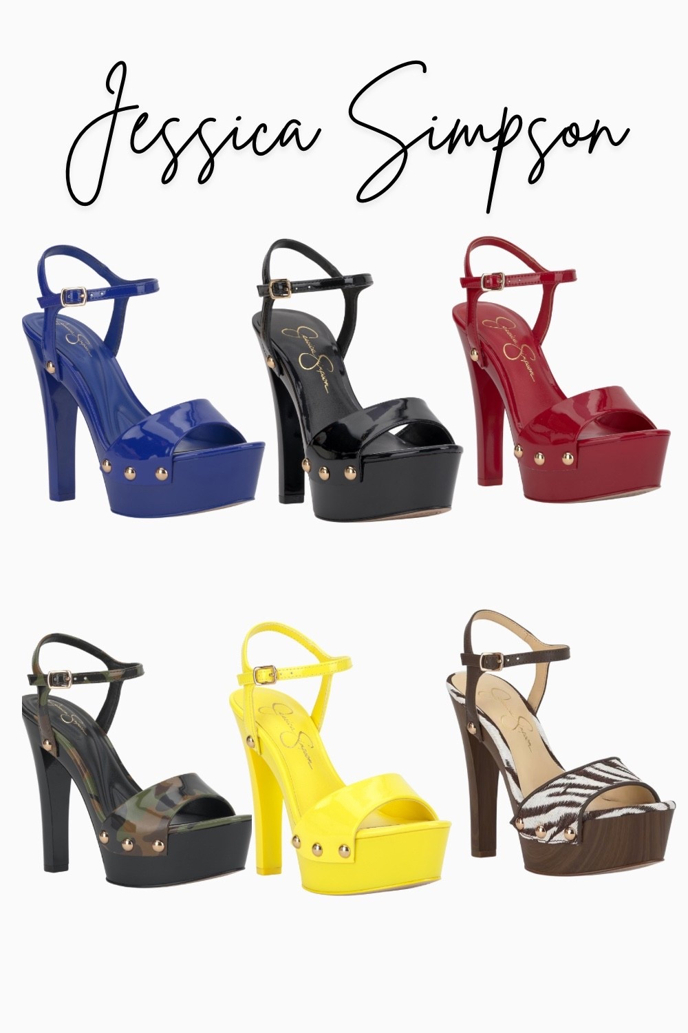 platform heels are BACK and jessica simpson understood the assignment 🤏🏾🔥

they’re giving girls night, rooftop dinner, vacation fits, and “yes i brought the extra shoe options” energy.

which pair are we grabbing first… blue, black, red, camo, yellow, or zebra? 👀