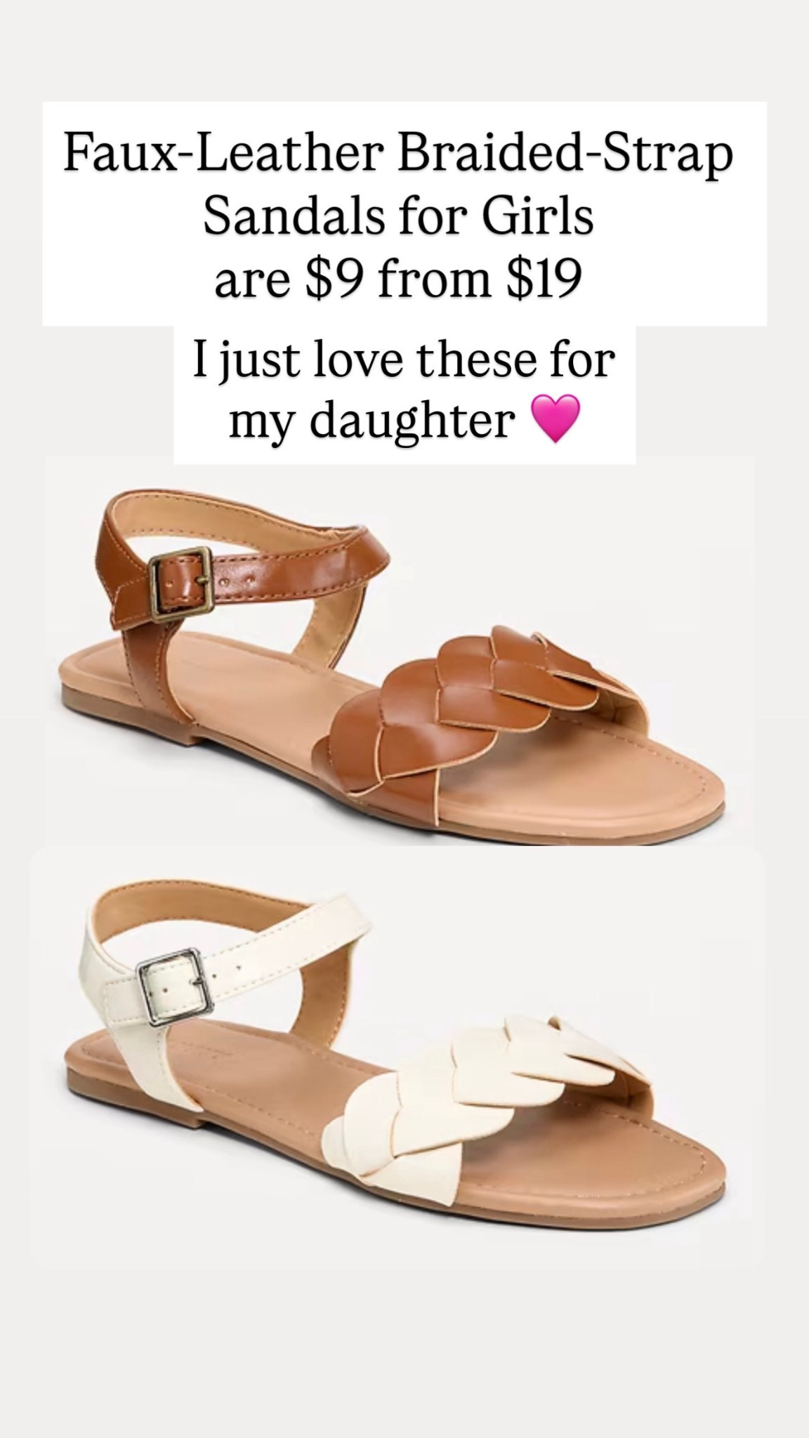 Faux-Leather Braided-Strap Sandals for Girls are on sale for $9

#LTKKids #LTKSaleAlert