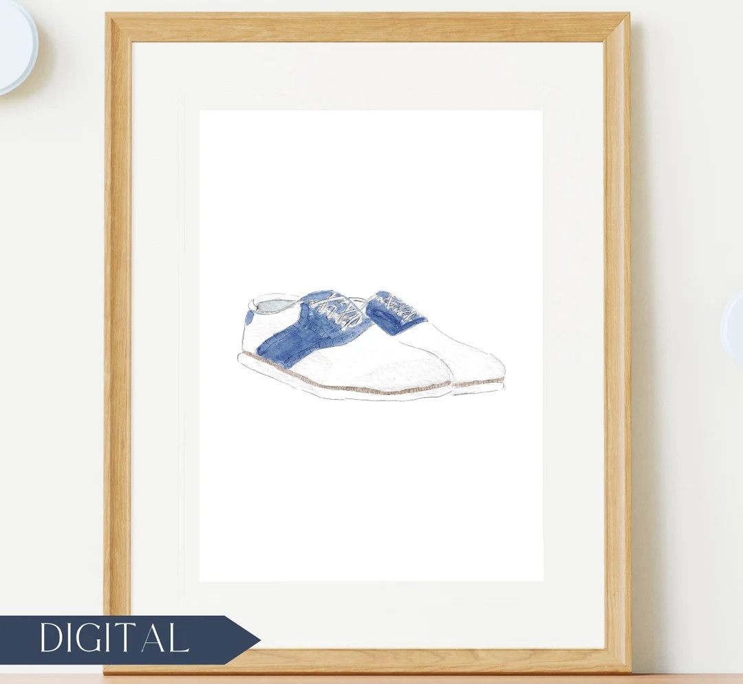 Navy Golf Shoes Watercolor Print Boy Nursery Room Wall Art Golf Watercolor Decor Golf Sports Them... | Etsy (US)