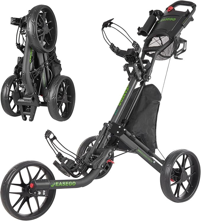 EASEGO Golf Push Cart 3 Wheel : Golf Bag Cart Foldable with Phone Holder/Cup/Umbrella Holder Comp... | Amazon (US)
