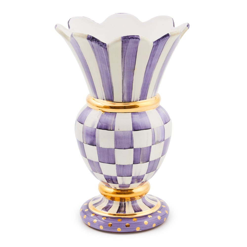 Violet Check Ceramic Great Vase | MacKenzie-Childs