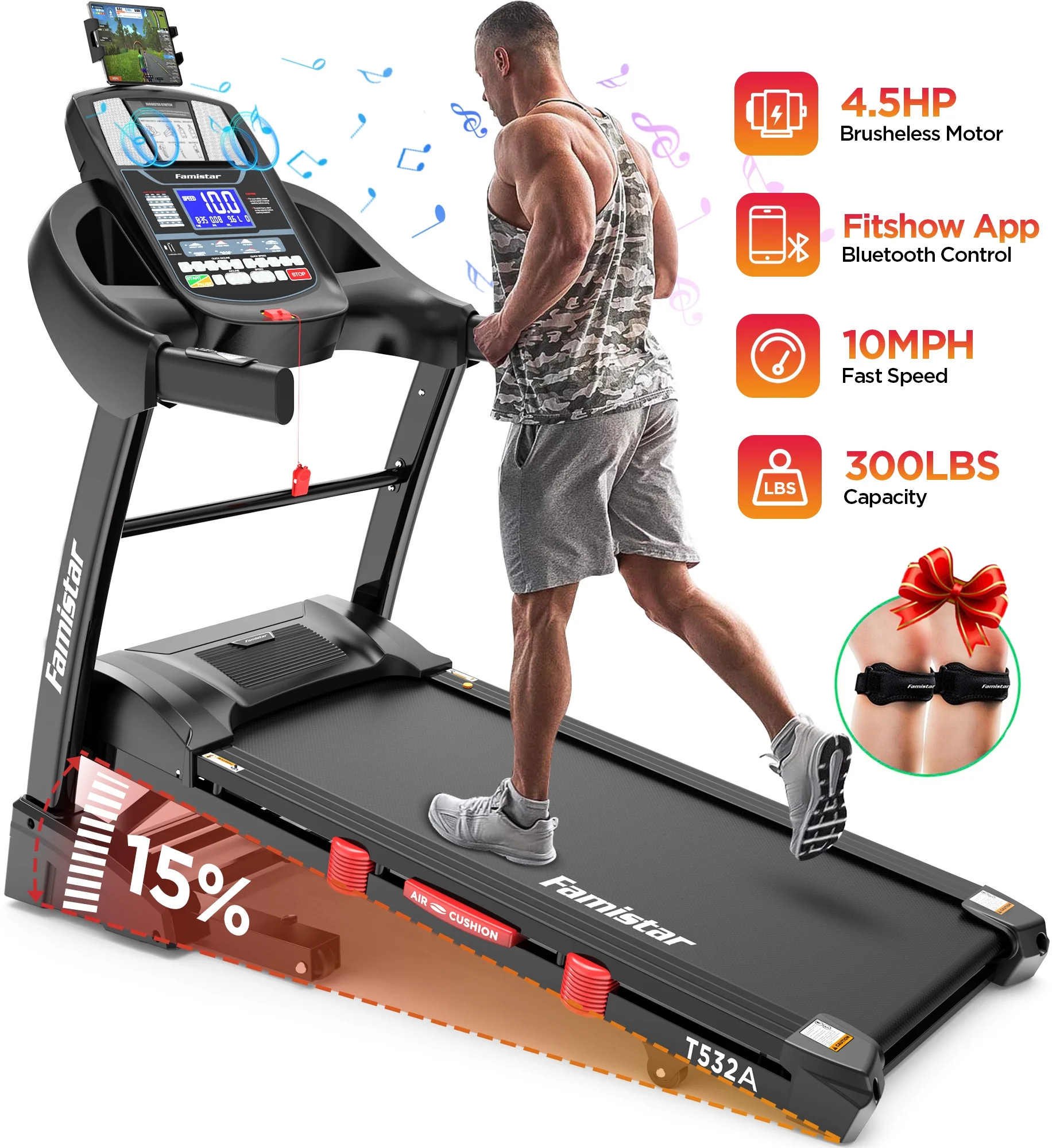 Famistar 4.5HP Folding Treadmill w/ APP control Portable Foldable, 15 Levels Auto Incline Treadmi... | Walmart (US)