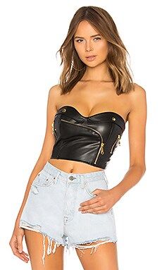 superdown Lexy Moto Faux Leather Corset in Black from Revolve.com | Revolve Clothing (Global)
