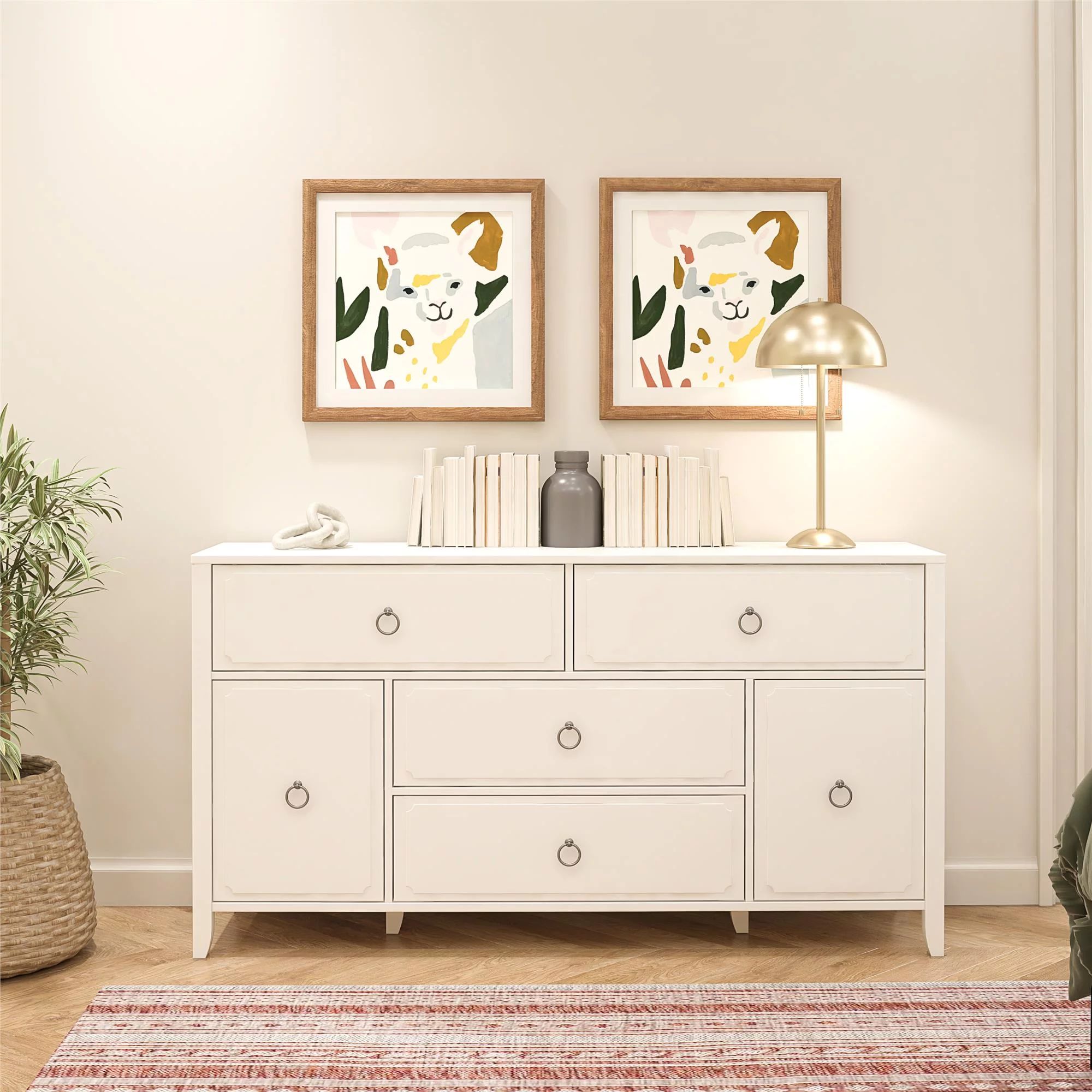 Novogratz Her Majesty 4 Drawer/2 Door Wide Dresser, Soft White - Walmart.com | Walmart (US)