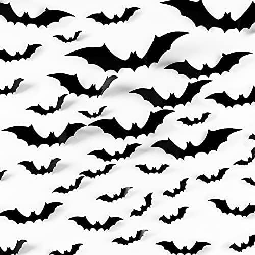 Aonsen Halloween Decorations Bats Wall Stickers, 44 Pcs 4 Sizes Waterproof PVC Bats Stickers for Wal | Amazon (US)