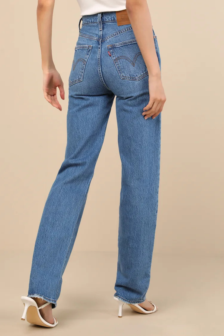 Ribcage Medium Wash Straight Leg High-Rise Denim Jeans | Lulus