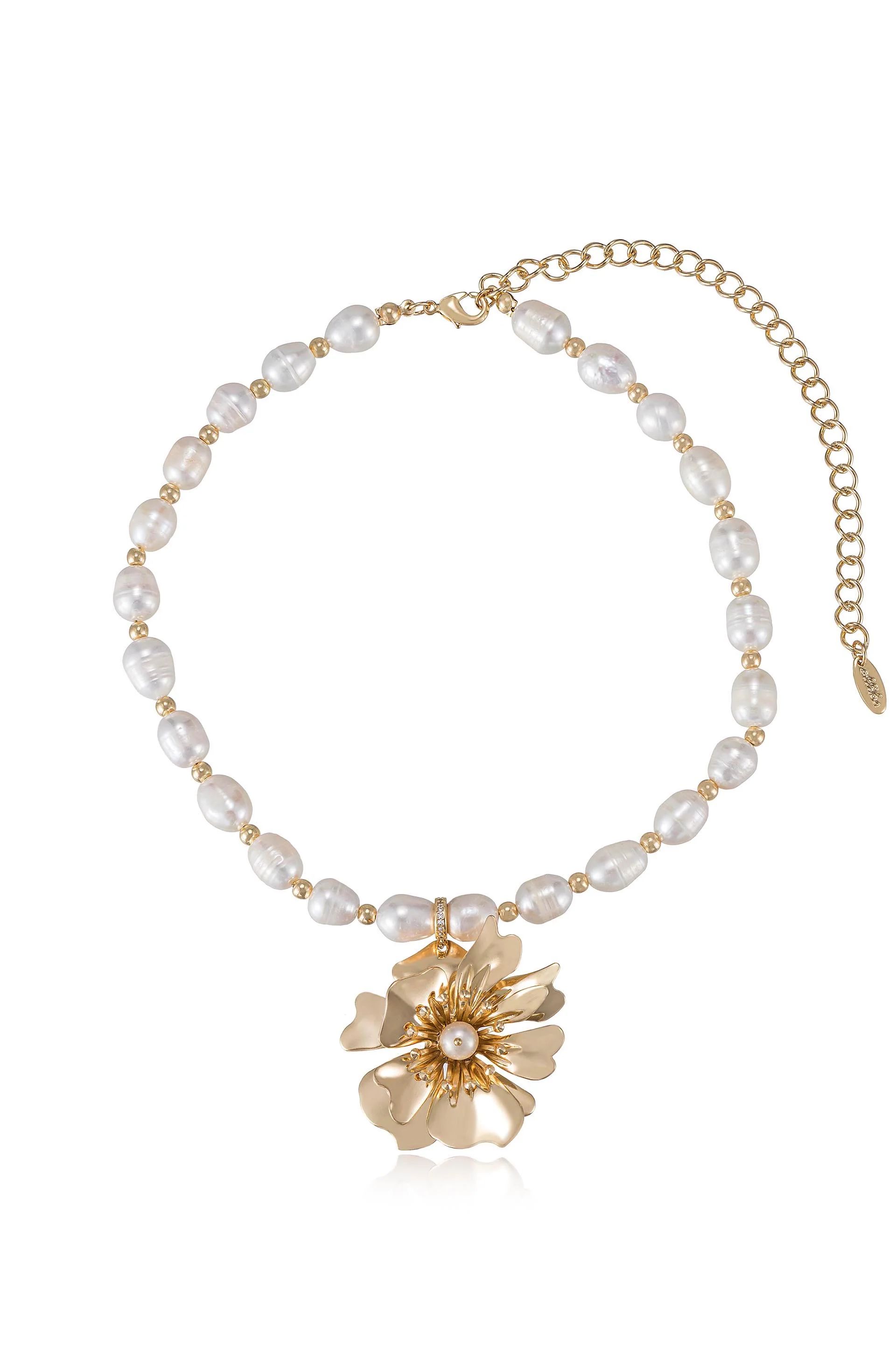 Golden Petals and Pearl Necklace | Ettika